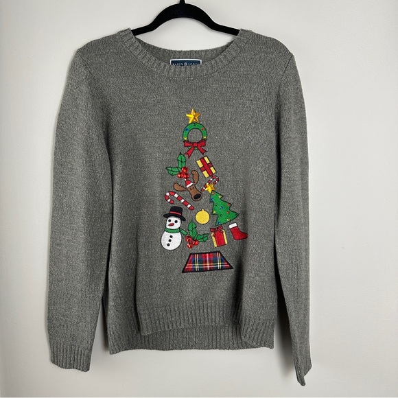 Karen Scott Sweaters - Karen Scott Christmas Sweater Medium Grey Sweatshirt Holiday Festive